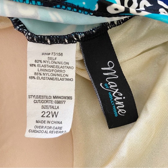 Maxine of Hollywood One-Piece Skirted Swimsuit in Blue Floral Print - Picture 8 of 10